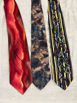 Lot of 3 Vintage Patterned Neck Ties