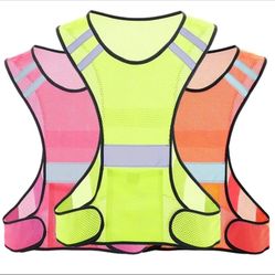 1pc Cycling Reflective Vest, Orange Unisex Night Walking Running Safety Back Vest, High Visibility
