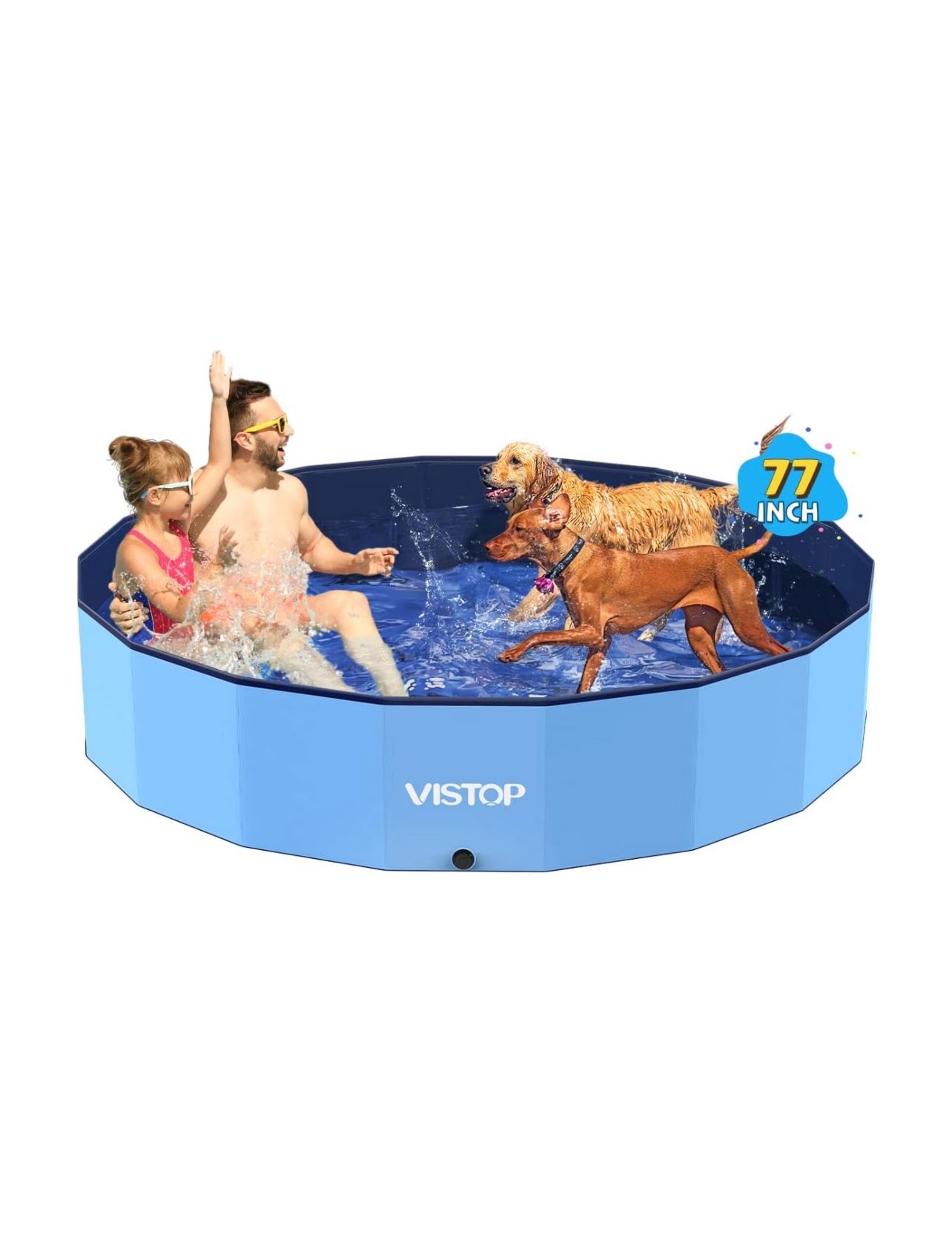 Jumbo Foldable Dog Pool, Hard Plastic Shell Portable Swimming Pool 