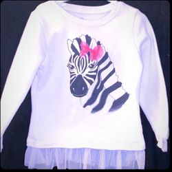 Little Girls Size 5 Zebra Sweatshirt with Tutu Trim