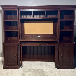 Pottery Barn Desk With Side Bookcases