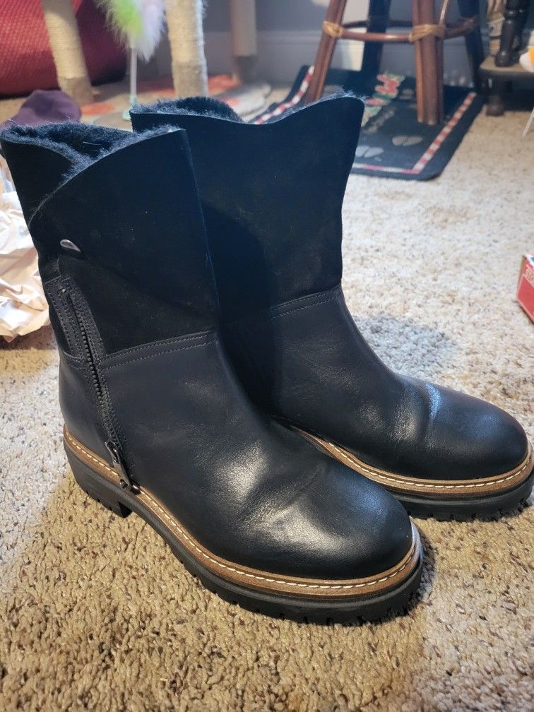 Fabianelli Black Leather Boots...size 37 Or US Size 6.5