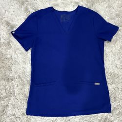 XS Figs Blue Scrub Top