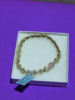 925 Silver Moissanite Bracelet Gold Plated 