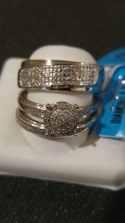 095 silver and diamonds wedding set