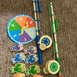 Melissa & Doug Catch & Count Wooden Fishing Game W/Bag Educational Preschool