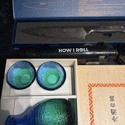 Sushi Night Bundle: Sushi Bazooka + Chef Knife + Sake Set (Bottle + 2 Cups)