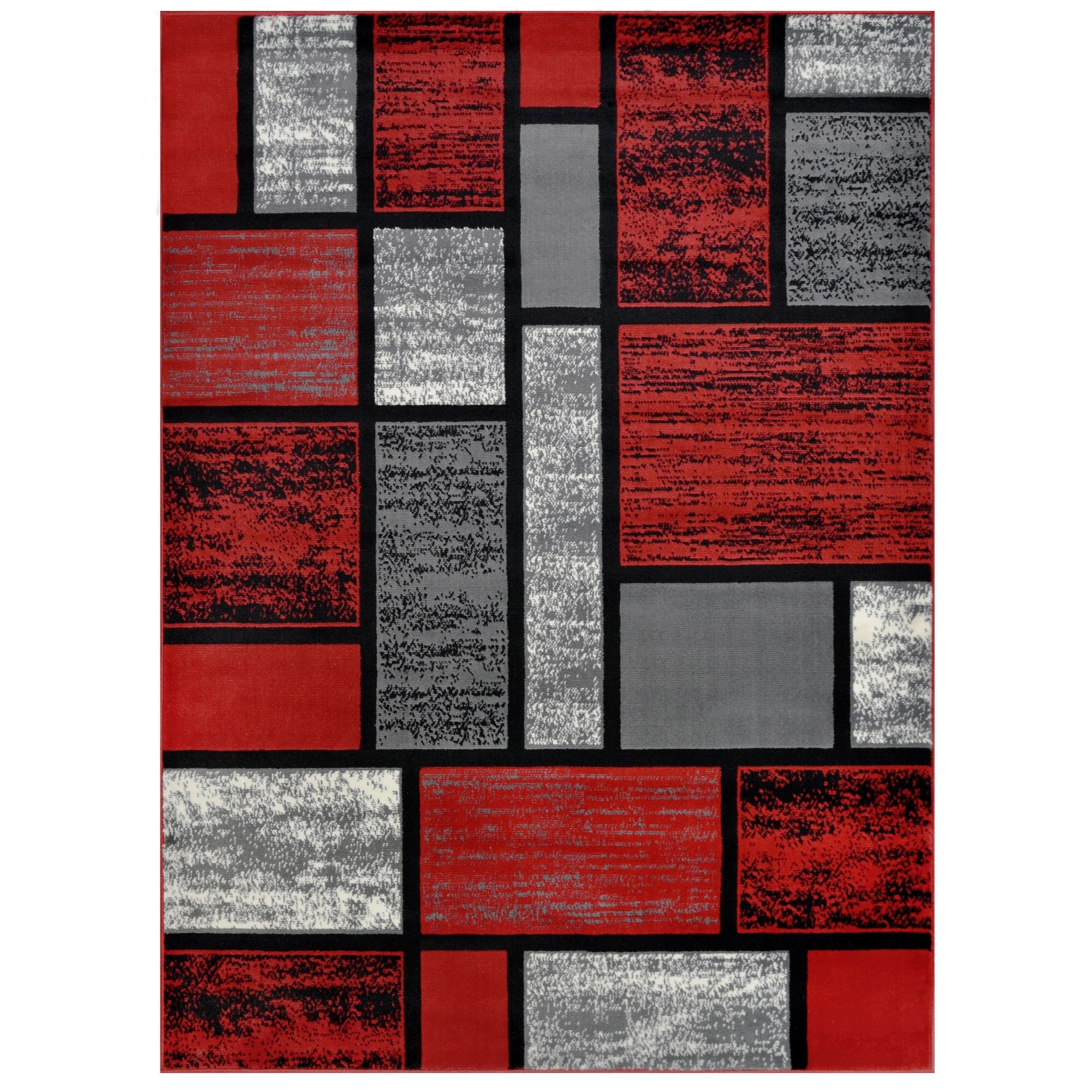 Brand new area rug red and gray color Modern Design