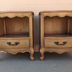 Vintage French Provincial Regency Wood Side Tables Night Stands End Tables 