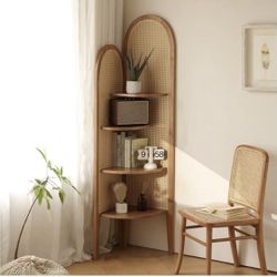 Rattan corner book shelf 4 tier
