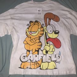 Garfield Nickelodeon Oversized White Shirt; Men’s S
