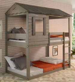 Brand New Rustic Grey Twin Size Bunk Bed