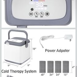 Cold Therapy System, Pain Relief for Post-Surgery Recovery, Programmable Ice Therapy Machine, Continuous Cryotherapy, Universal Pad for Knee, Ankle, C