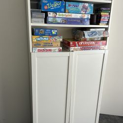 White IKEA Billy bookcase with doors