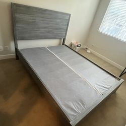 Grey Queen Bed with Box Spring