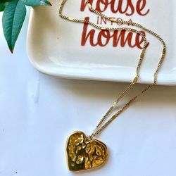 Korean-Style Textured Heart Necklace — Premium Clavicle Chain