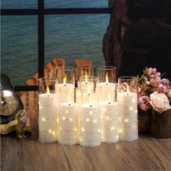 Flameless LED Candles with Timer 9 Pc Flickering Flameless Candles for Romantic Ambiance and Home Decoration Stable Acrylic Shell