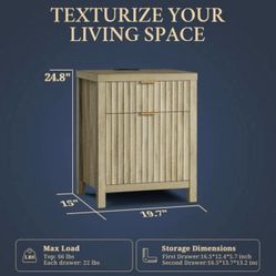 OAKHAM 2 Drawer Nightstands with Charging Station, Farmhouse Bedside Tables with usb, Set of 2