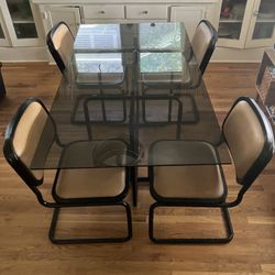 Urban Outfitters Glass Dining Table + 4 Cantilever Chairs