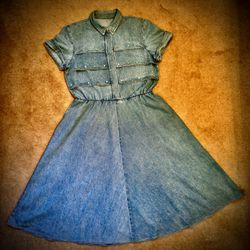 (#221) Vintage 1980’s Western-Style Denim Dress