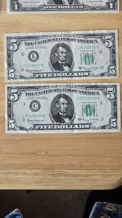 1963 Lincoln 5 Dollar Bill Uncirculated 