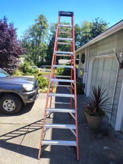 Werner 10 Ft. Fiberglass Step Ladder with Aluminum Rungs