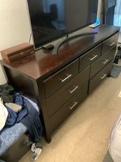 Free Dark Brown Wood Dresser with 7 Drawers