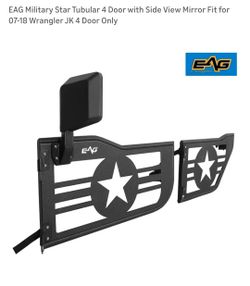 EAG Military Star Tubular 4 Door with Side View Mirror Fit for 07-18 Wrangler JK 4 Door Only