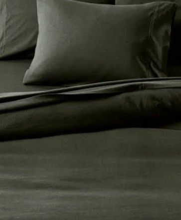 Crate &Barrel Soft Organic Dark Green Duvet