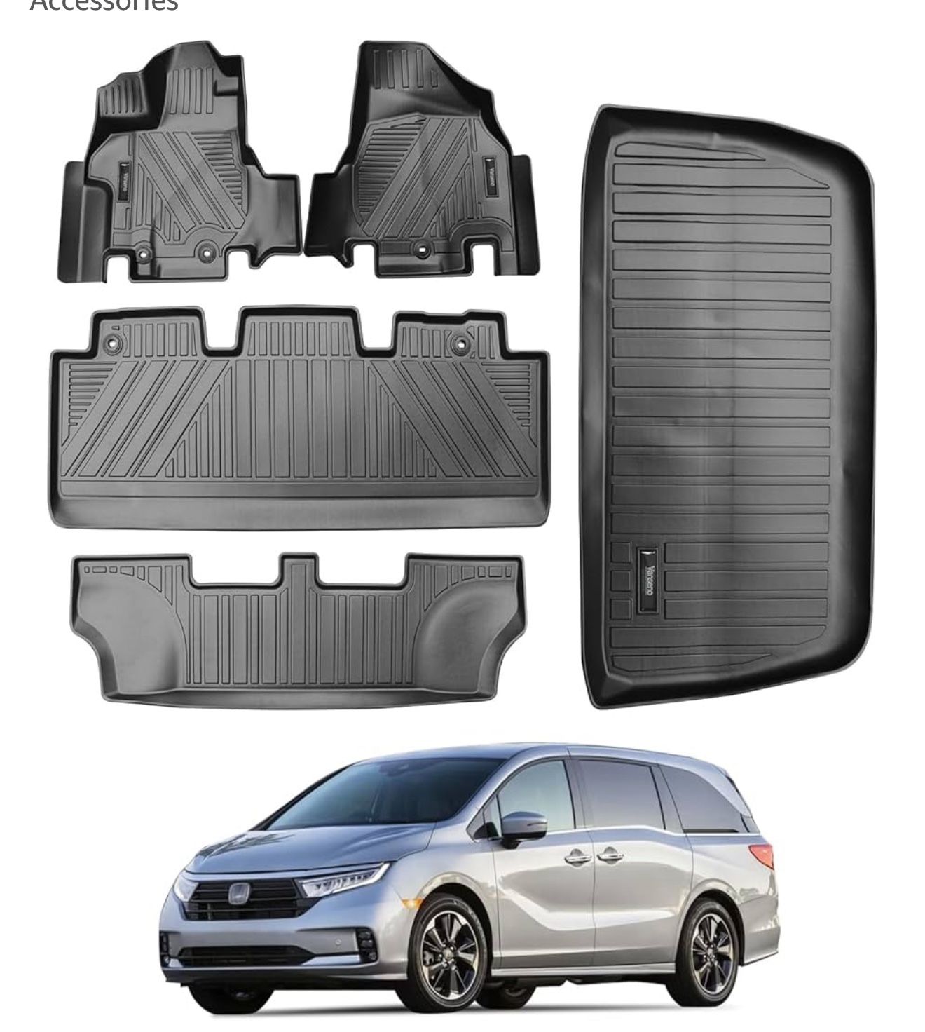 Vanseno Floor Mats & Cargo Liners for 2012-2017 Honda Odyssey 7/8 Seats Floor Liner Trunk Mat TPE All Weather Protection for 2012 2013 2014 2015 2016