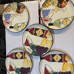 Five Cocktail Plates Sold As A Set