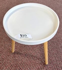 Round White Side Table (2 available) - Store Closing