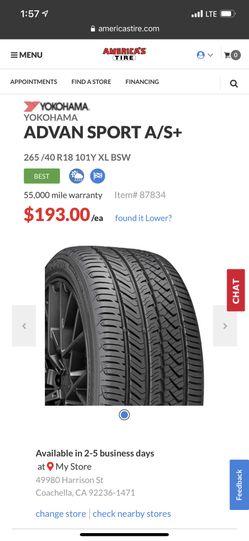 Yokohama Advan A/s Tire 265/40R18