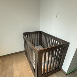 Wooden Crib/Toddler Bed Frame - Dark Brown