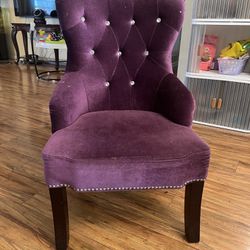 Purple Velvet Wooden Chair 