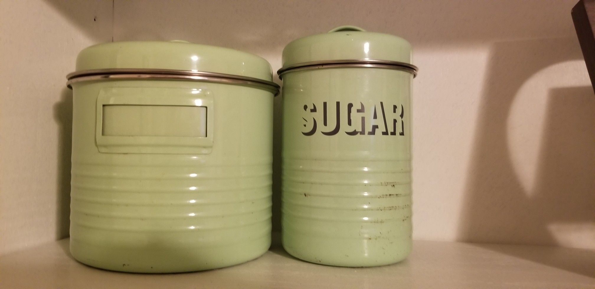 Vintage flour and sugar jars