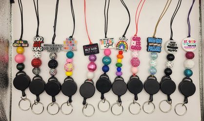 ✝️ RELIGIOUS-THEMED Snap Away Beaded Retractable LANYARDS ✝️
 (PICK UP ONLY NE 93306)
