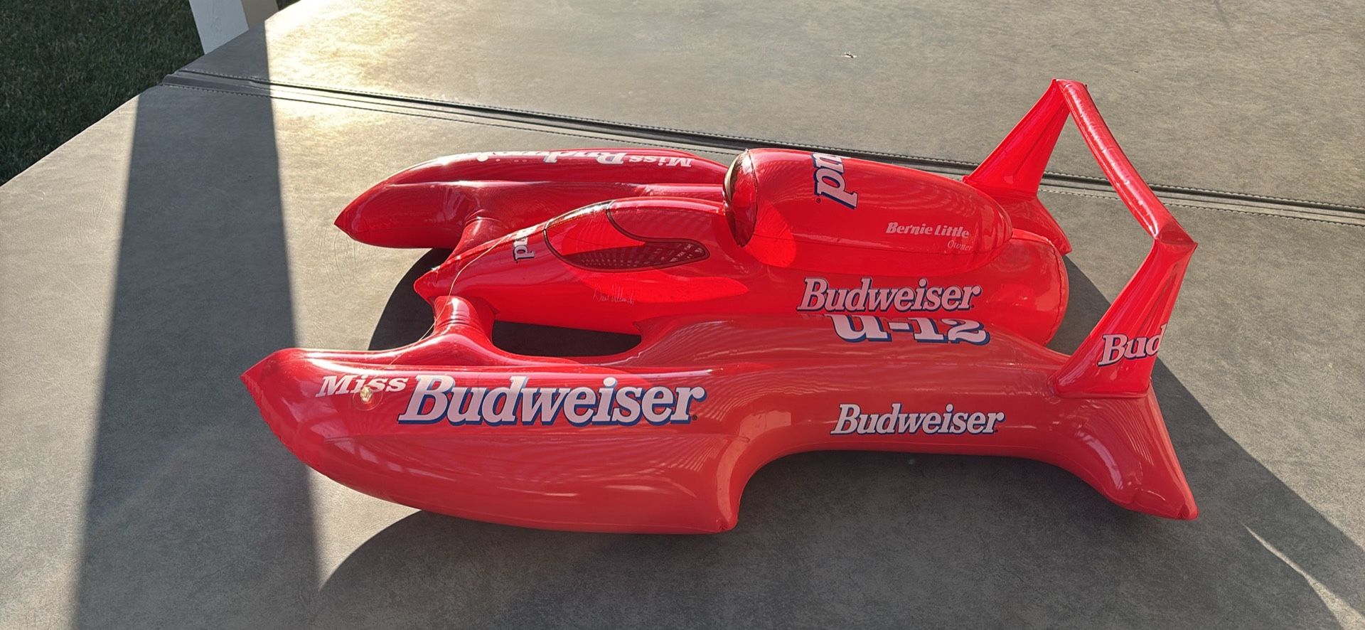 VINTAGE 1996 BUDWEISER BUD LARGE INFLATABLE BLOW-UP HYDROPLANE NOVELTY BAR DECOR