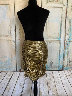 Gold metallic ruched skirt hot sale