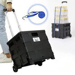 Giant Box Deluxe Collapsible Folding Handcart with Sturdy Lid and Elastic Strap Black

