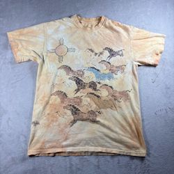 Vintage The Mountain Shirt Men’s M Ginny Hogan Southwest Horses Tie Dye Y2K #6A