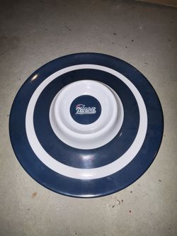 Large Navy Blue & White New England Patriots NFL Sports Chip & Dip Plastic Round Platter