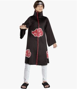 S Naruto Akatsuki cloak with red cloud symbols, Size S -8-10 yrs old
