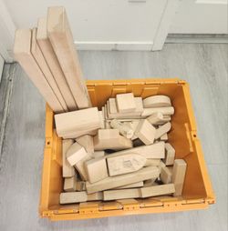 Large Lot Wooden Preschool Building Blocks Natural Wood Classroom Play Blocks Set