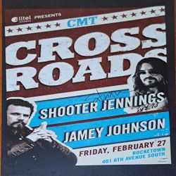 Shooter Jennings and Jamey Johnson autographed CMT Crossroads show poster (signed by Shooter only). 