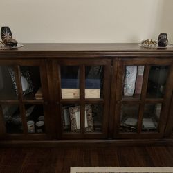 Solid Wood Sideboard / Buffet Cabinet with Glass Doors