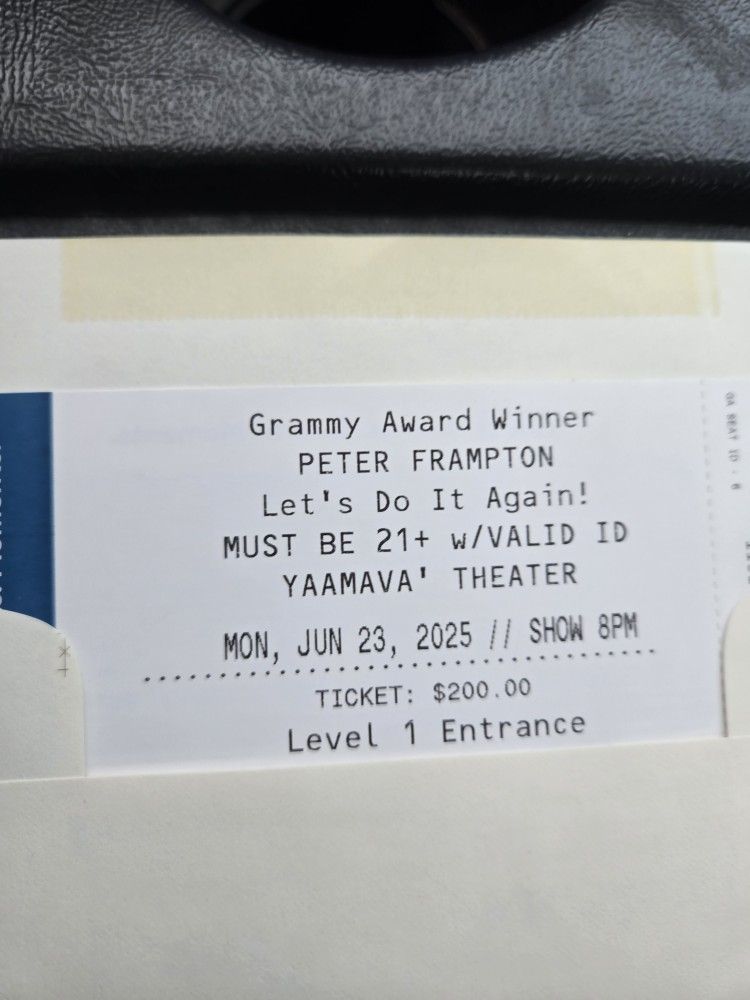 Two TICKETS FOR PETER FRAMPTON YAAMAVA