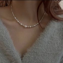 Sterling Silver S925 Faux Pearl Necklace 