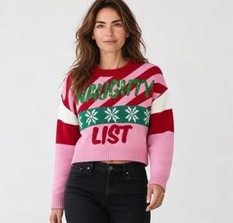 New Christmas Sweater Women’s Large Naughty List  Ugly Christmas Sweater NWT