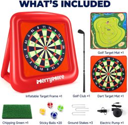 Inflatable golf and velcro dart board for the lawn or the pool